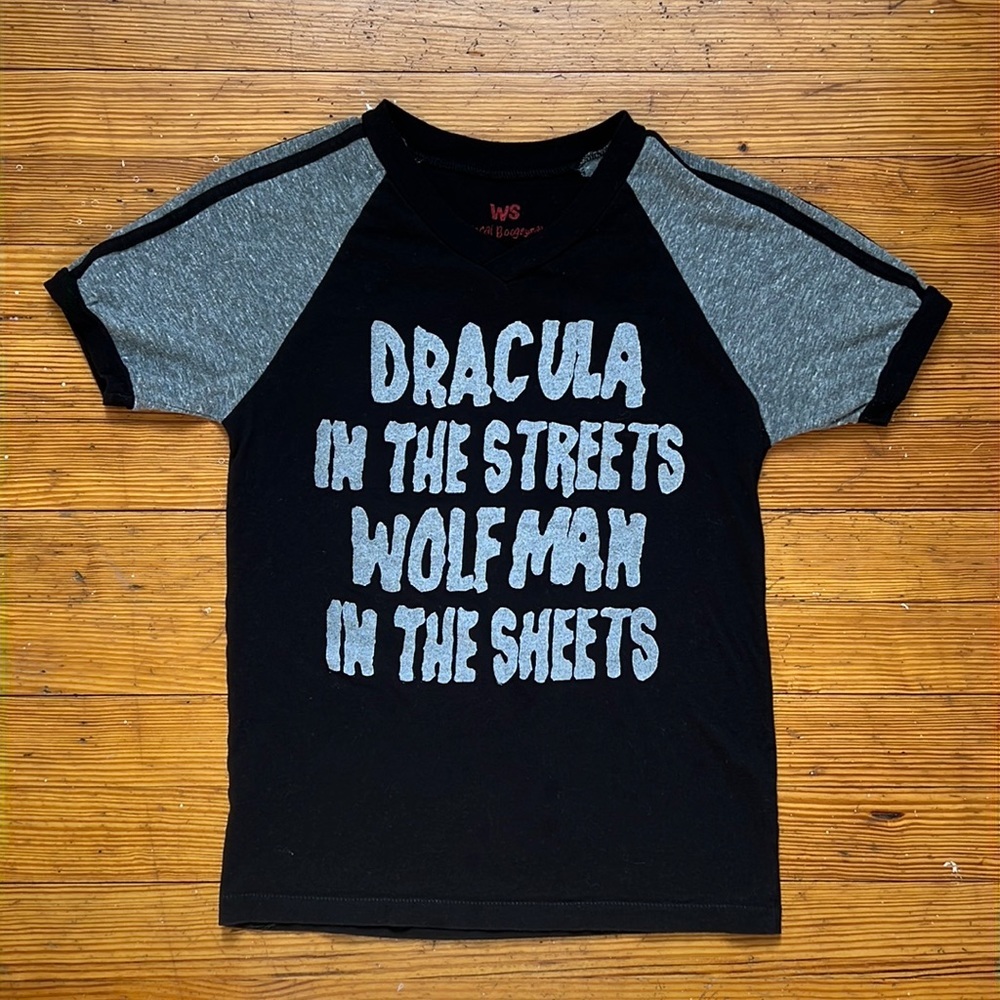 Local Boogeyman Black and Grey Womens Baseball Tee size small
